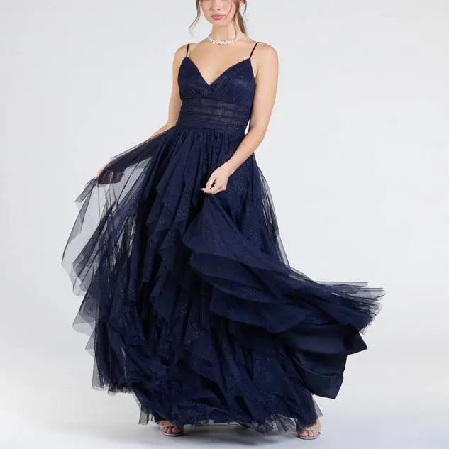 Custom 2025 women indiana V-Neck Corset Ruffle A-Line Formal Dress