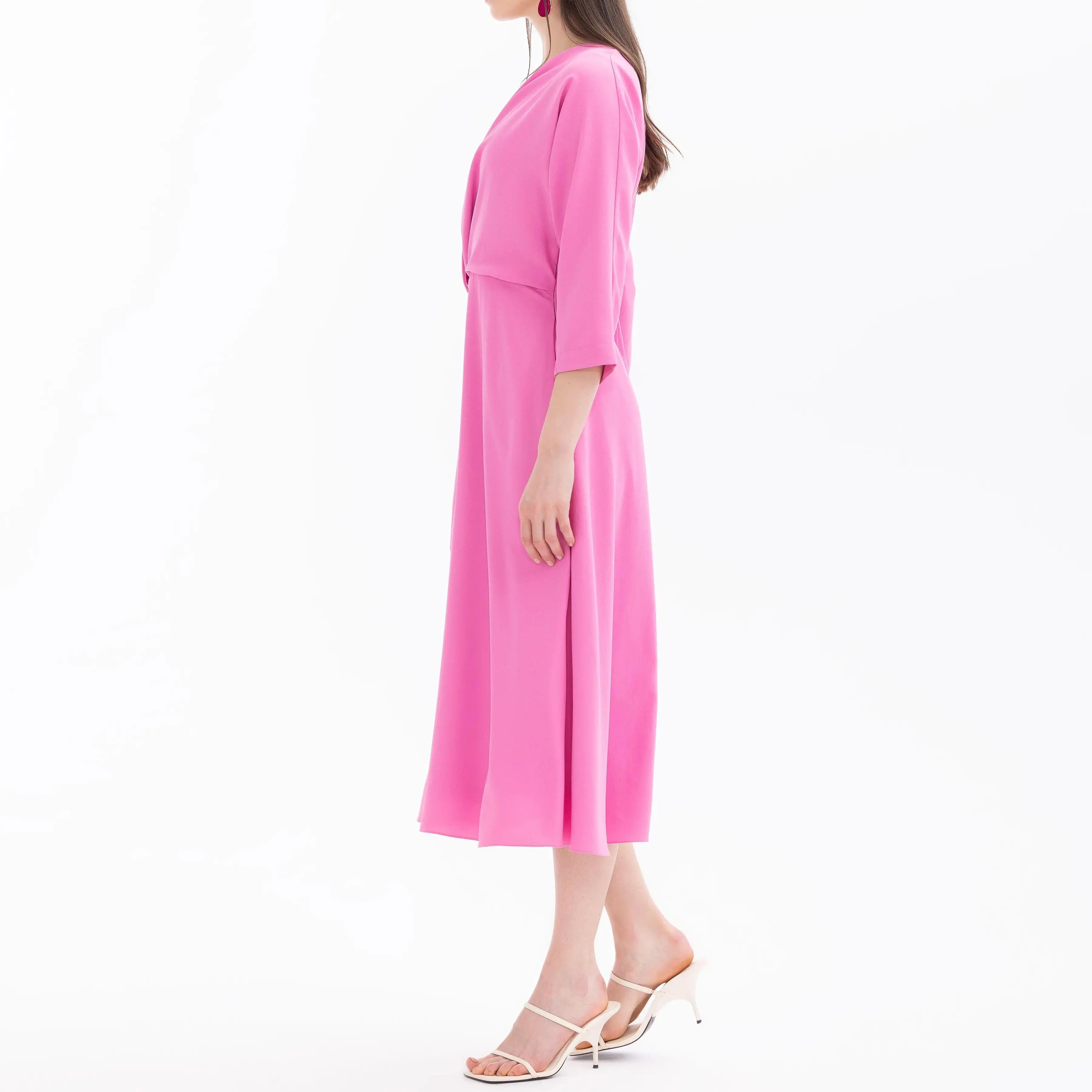 factory custom bat sleeve midi dress
