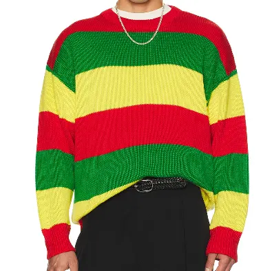 Oversized Multicolored Striped Knit Sweater