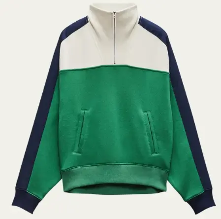 Color - Blocked Quarter - Zip Mock Neck Sweatshirt