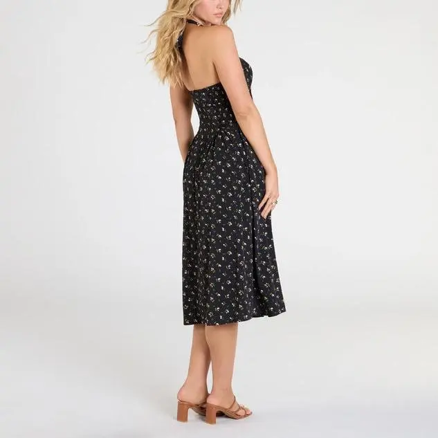 Halter A-Line Floral Midi Dress.jpg