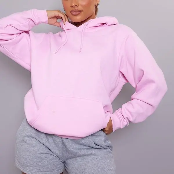 Factory custom women  Baby Pink Oversized Fit Sweat Hoodie