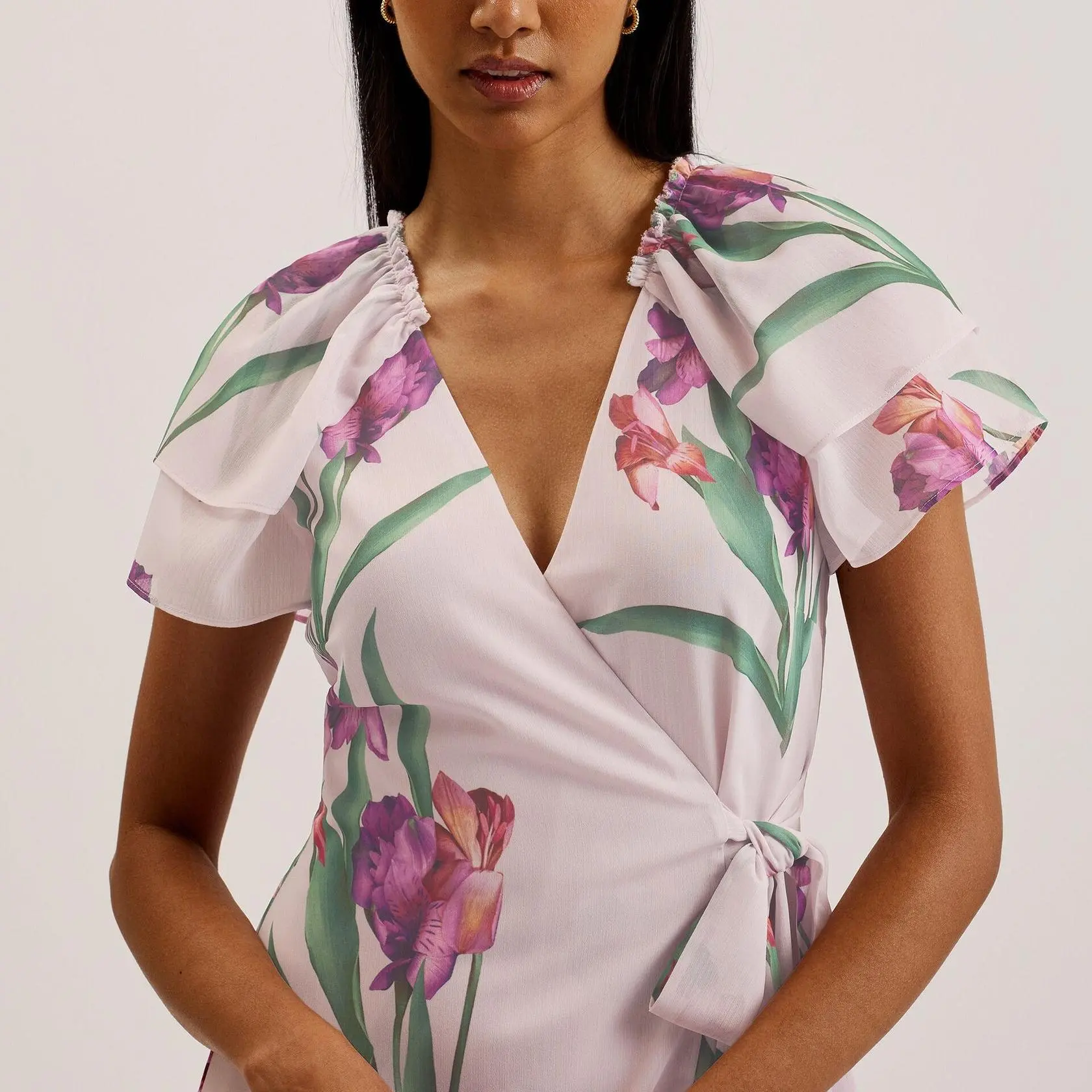Custom Floral Angel Sleeve Wrap Mini Dress (3).jpg