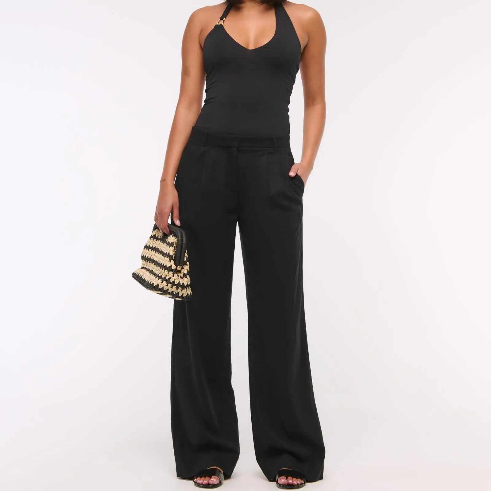 Custom Low Rise Tailored Linen-Blend Pant