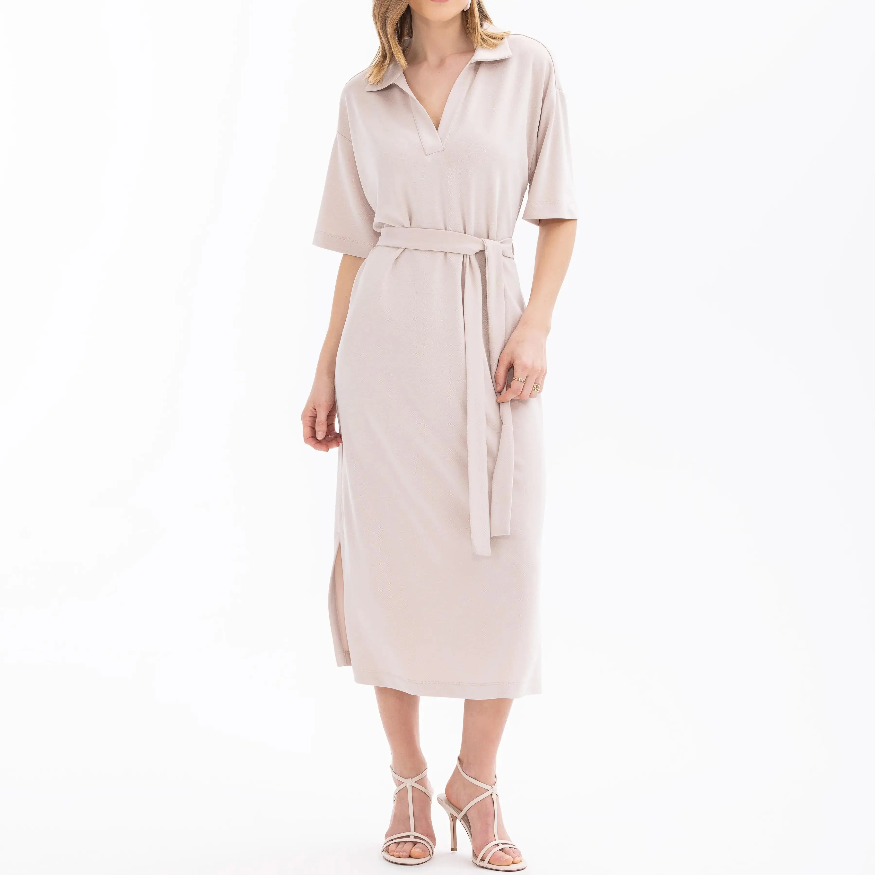 custom belted short sleeve dress