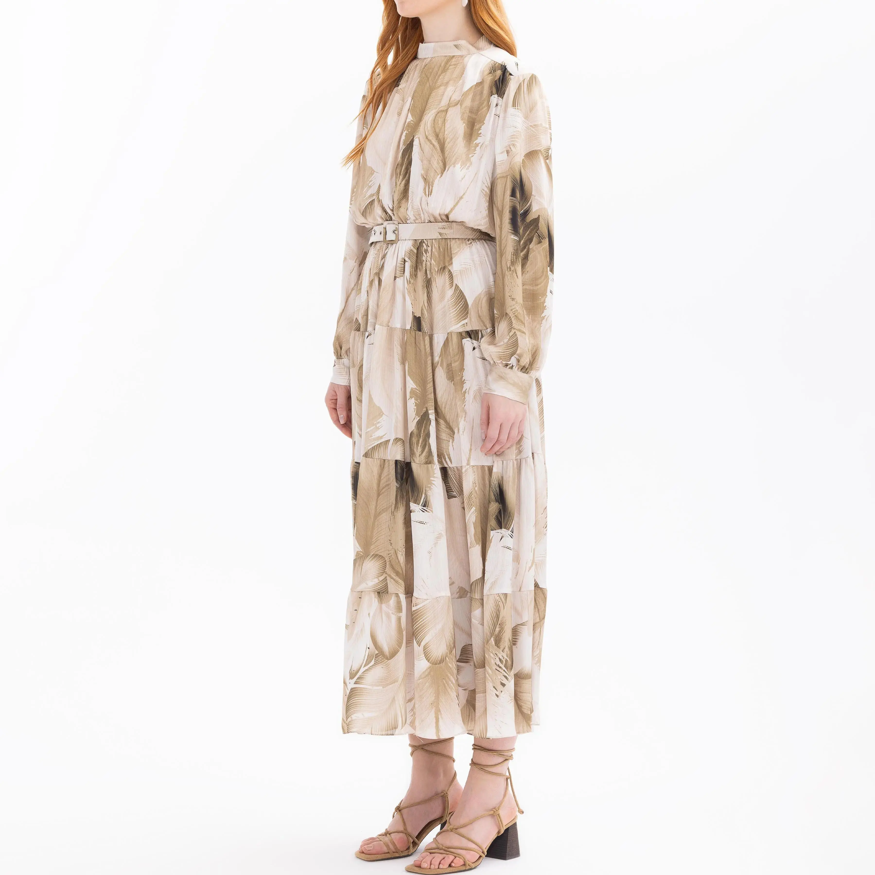 custom judge collar patterned belted dress2
