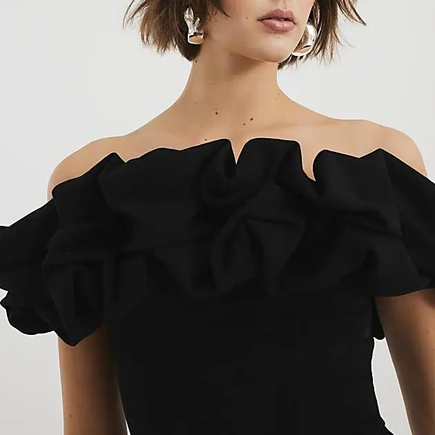 Custom Short Sleeve Ruffle Bardot Top