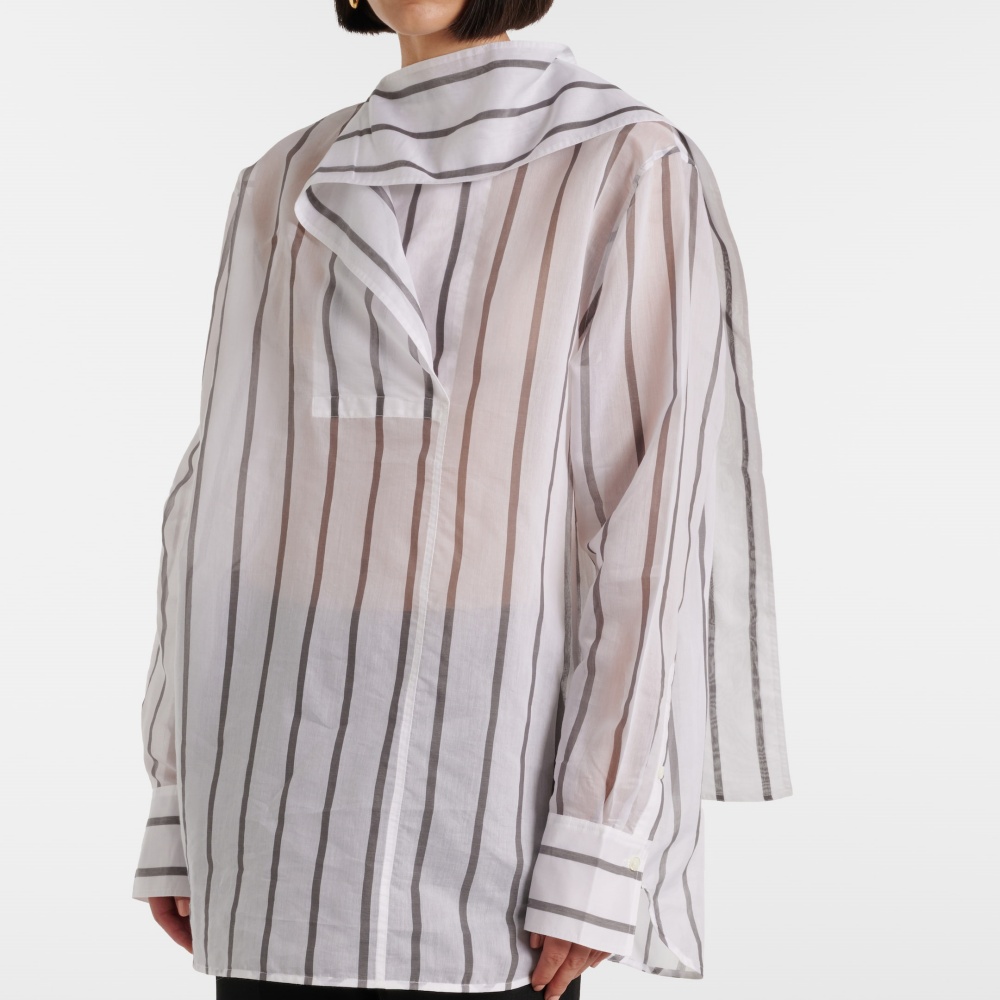 Cotton And Silk Organza Scarf Shirt In White (5).jpg