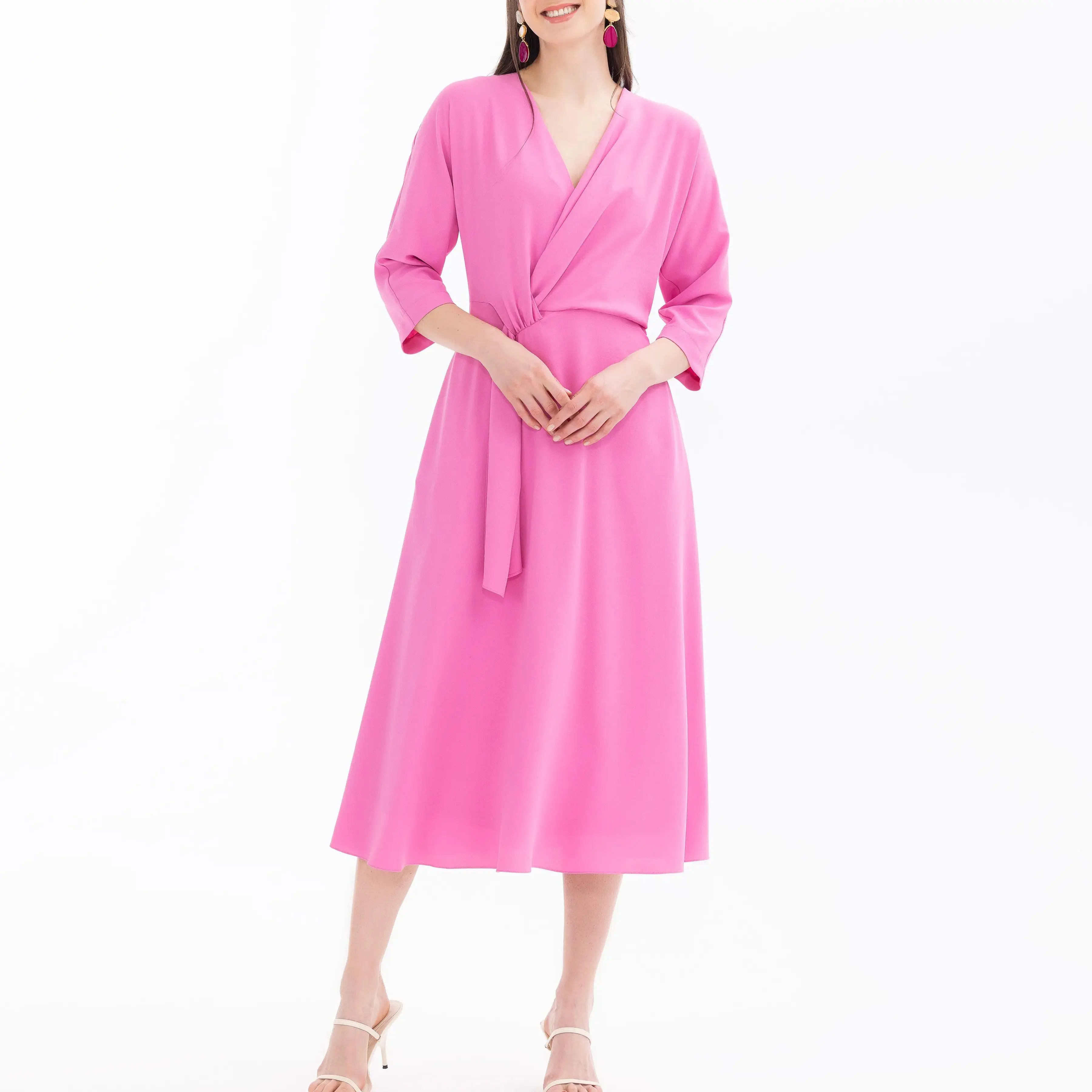 factory custom bat sleeve midi dress