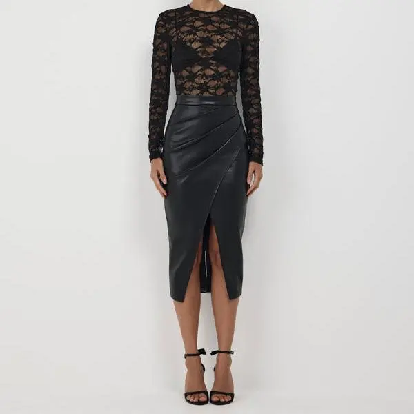 Clothing factory custom plus size womens Pu leather skirts.jpg
