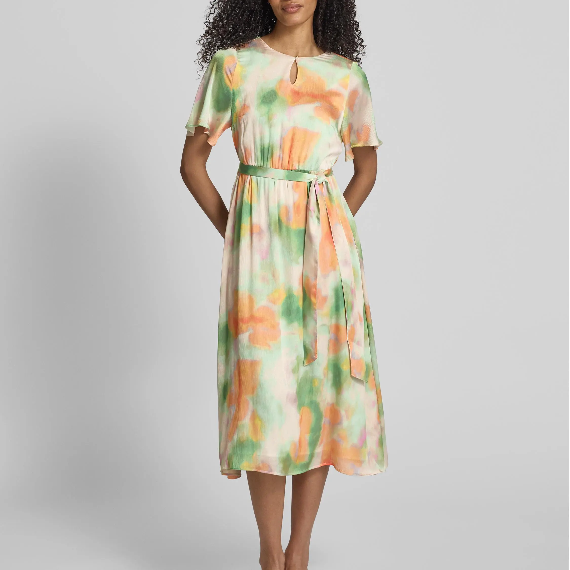 Midi dress with teardrop neck and tie belt in (3).jpg