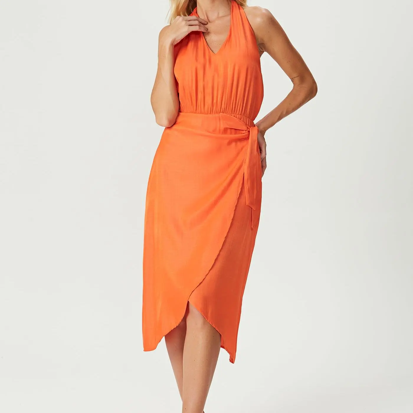 factory custom  satin wrap dress 2
