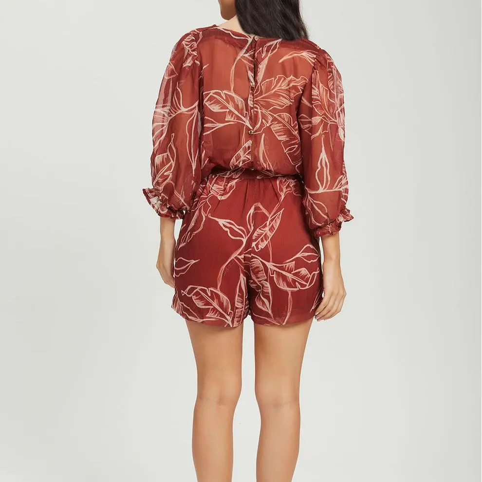 Custom Brown wide sleeve printed jumpsuit (3).jpg