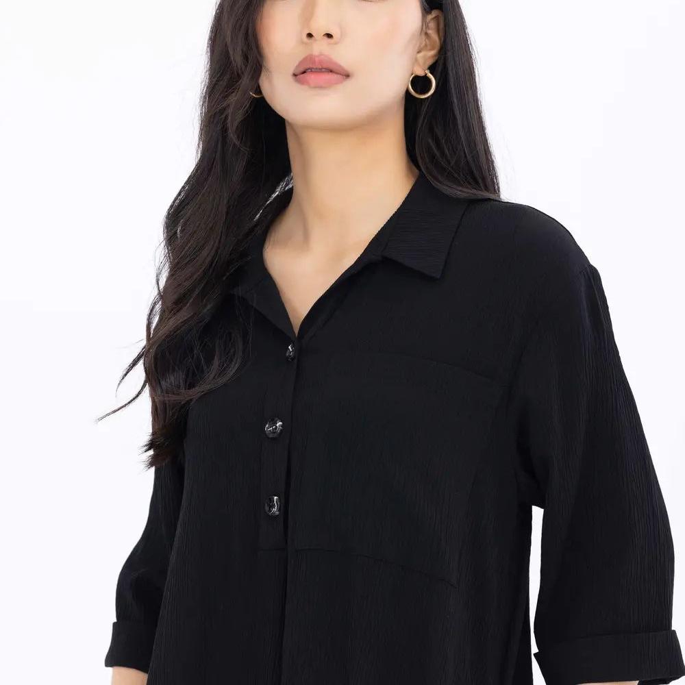 custom woven fabric polo neck dress 4