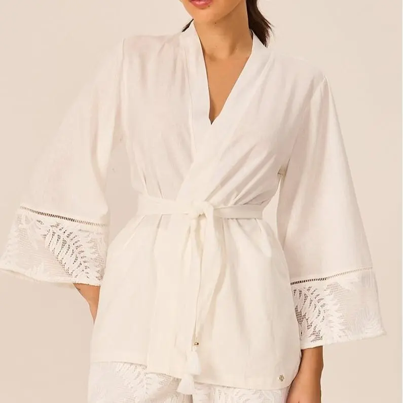 Custom White embroidered fabric Top