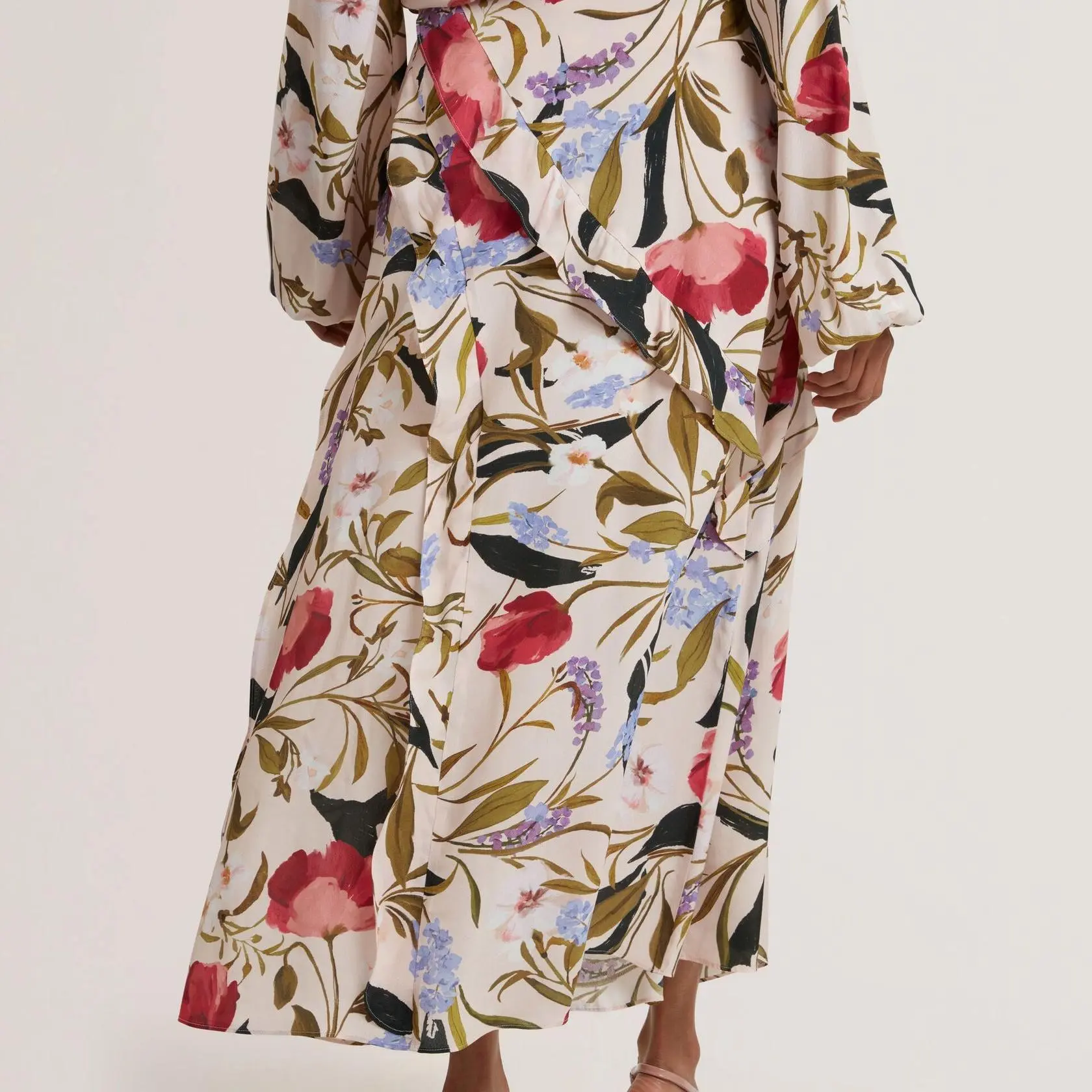 Floral Print Frill Trim Midi Skirt With Split (5).jpg