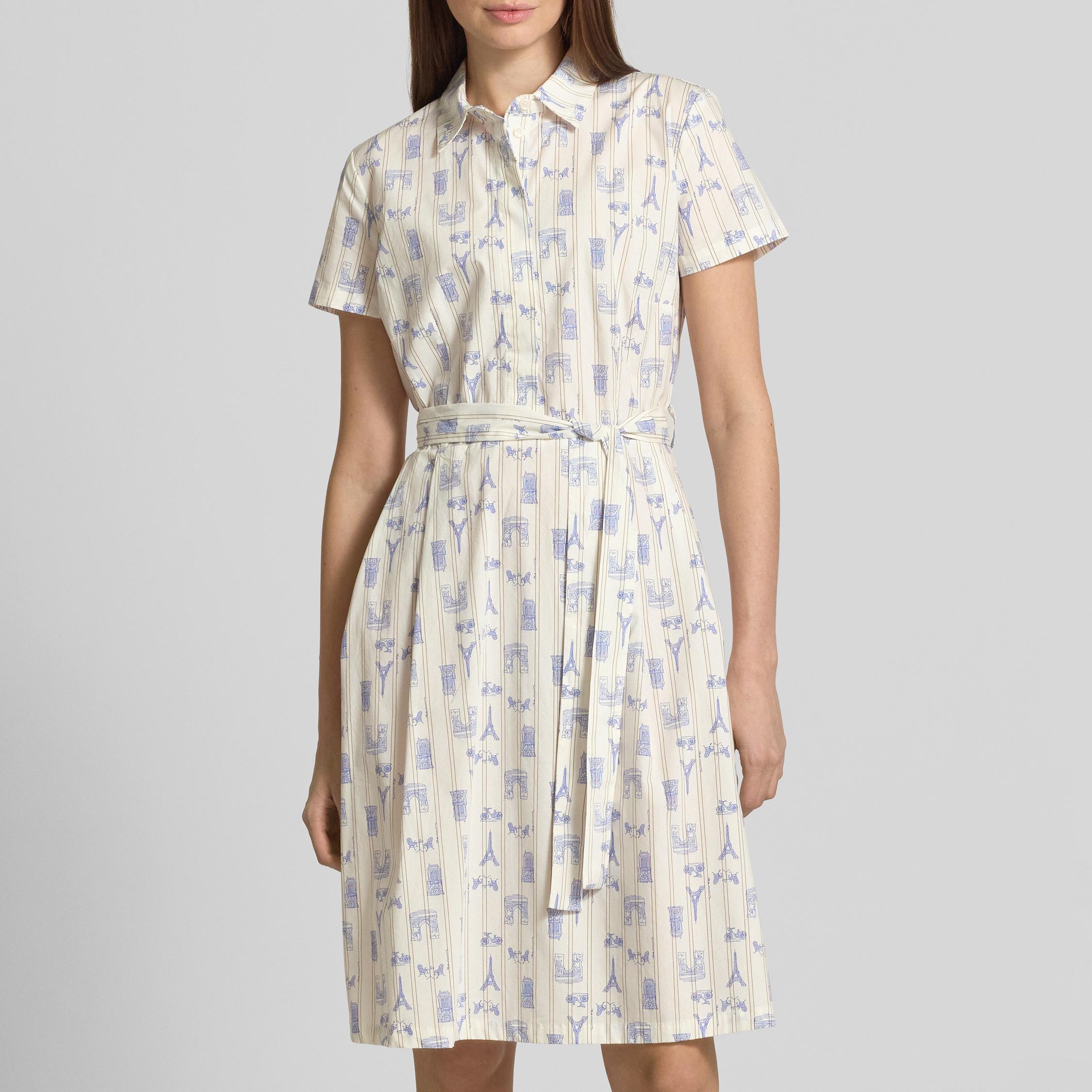 Knee-length dress with tie belt in sand (3).jpg