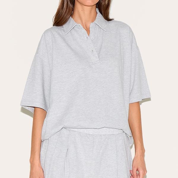 Factory custom women  Grey Oversized Collared T-shirt