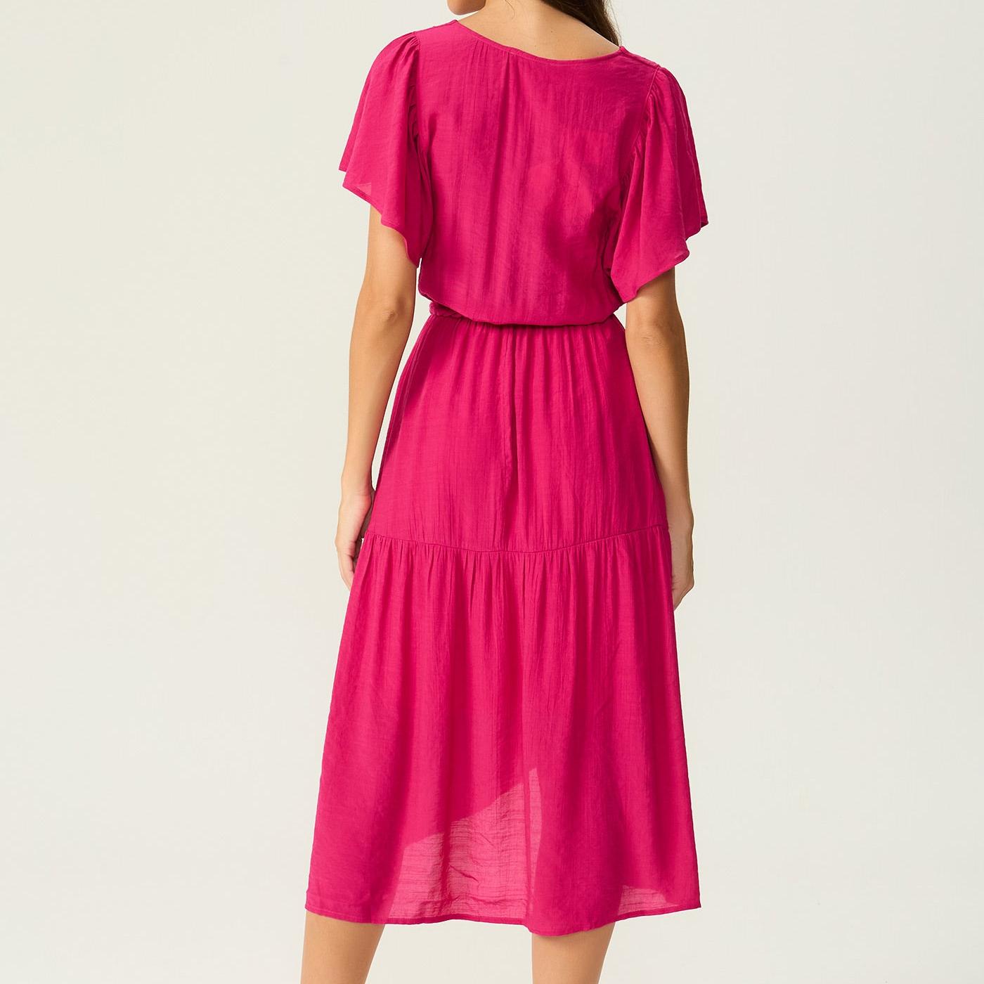 custom Pink V-neck midi dress4