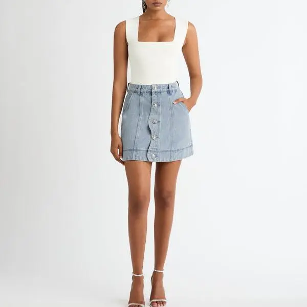 Clothing factory custom women DENIM MINI SKIRT.jpg