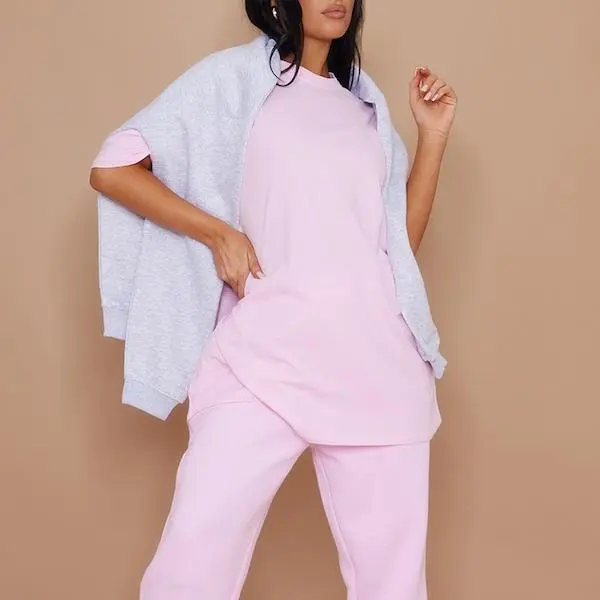 factory custom women Cotton Baby Pink Oversized T-Shirt.jpg