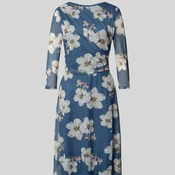 Custom cocktail blue pleats dress (2).jpg