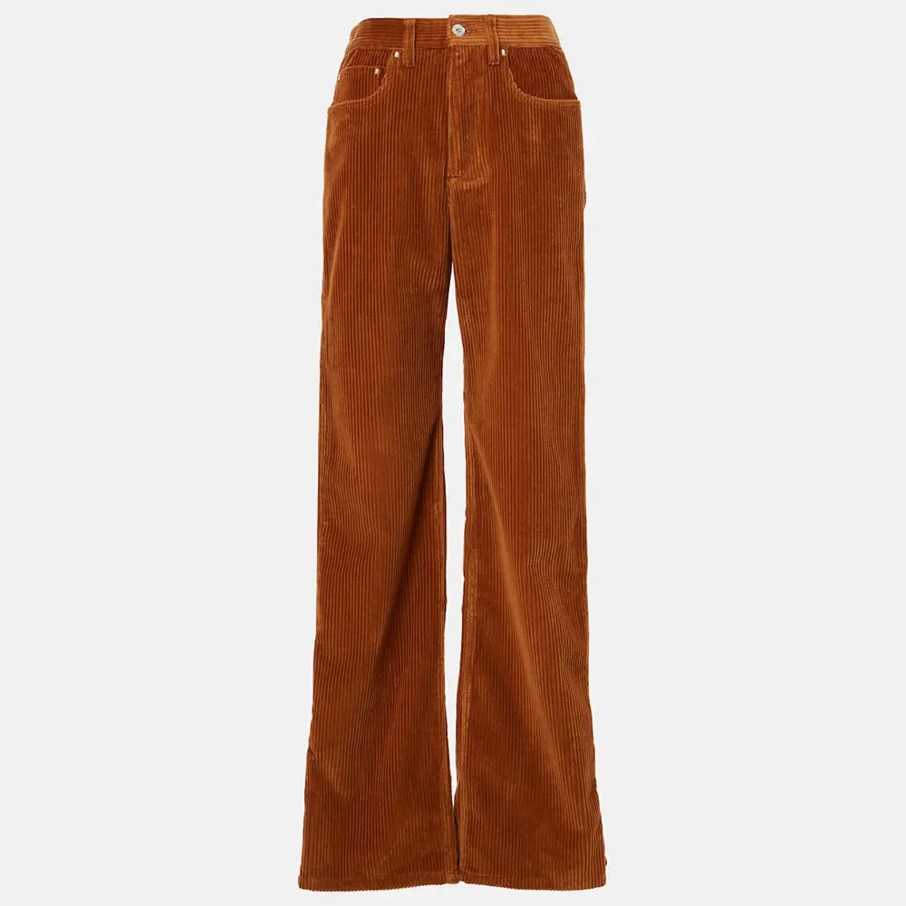 Bulk Custom High Waist Cotton Corduroy Wide-Leg Pants