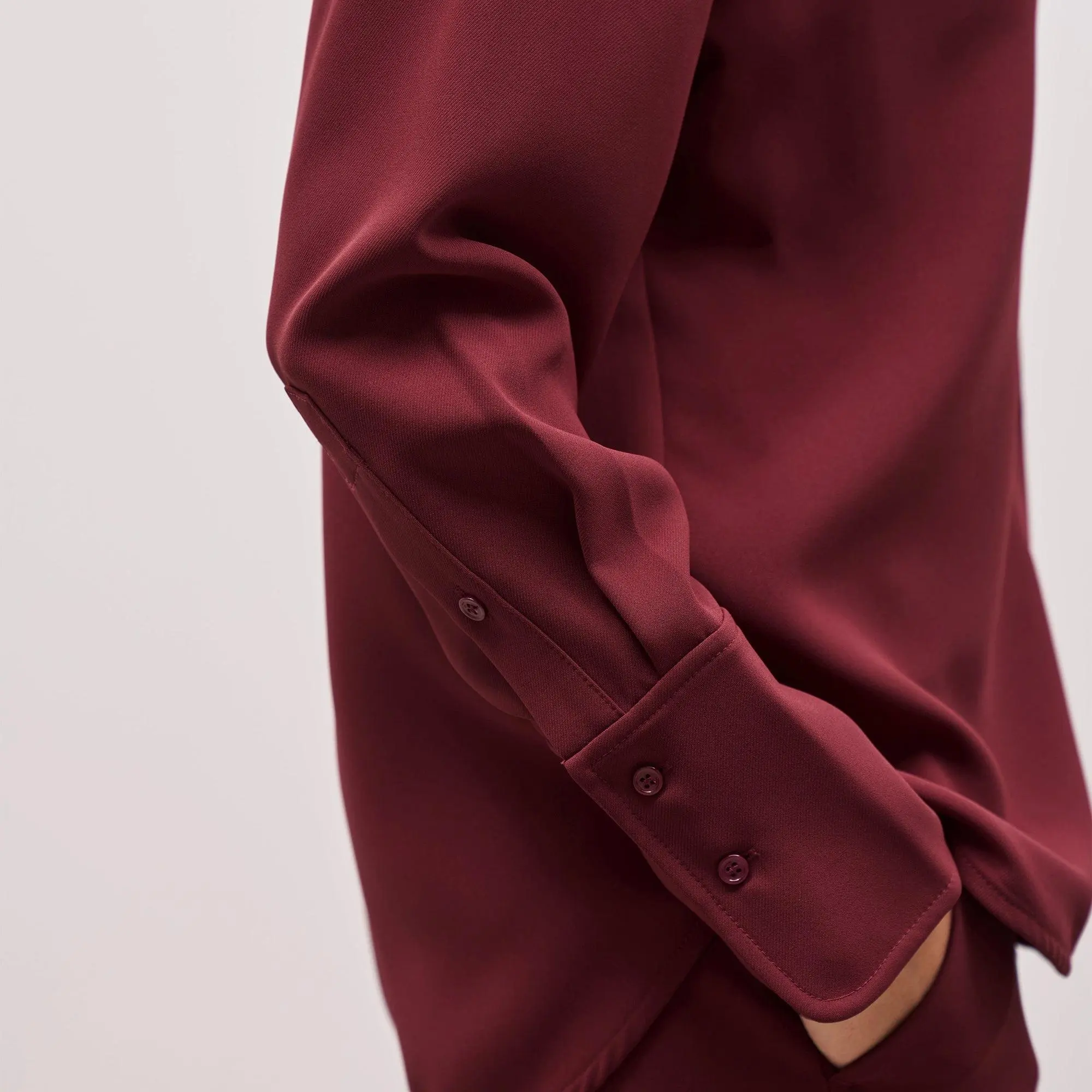 custom women long sleeve wine Oversized office Shirt.jpg