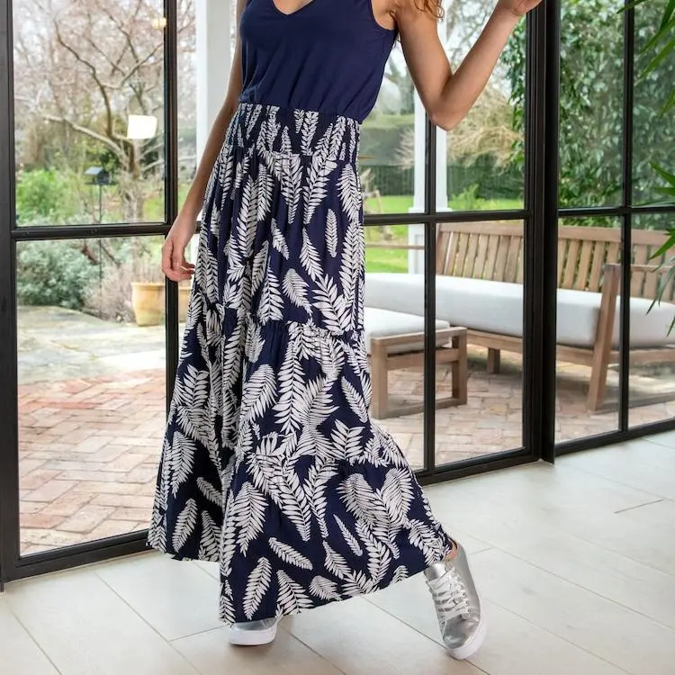 Custom Woven Frill Tiered Maxi Skirt