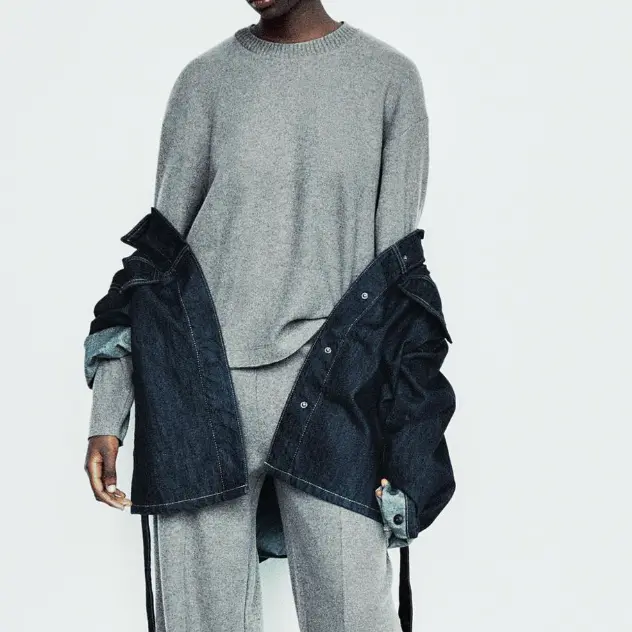Oversized Grey Crew Neck Knit Sweater