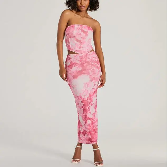 Custom Floral Sensation High Rise women's long skirt