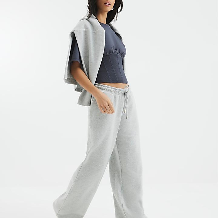 Custom Petite Grey Short Sleeve Corset Hem T-shirt