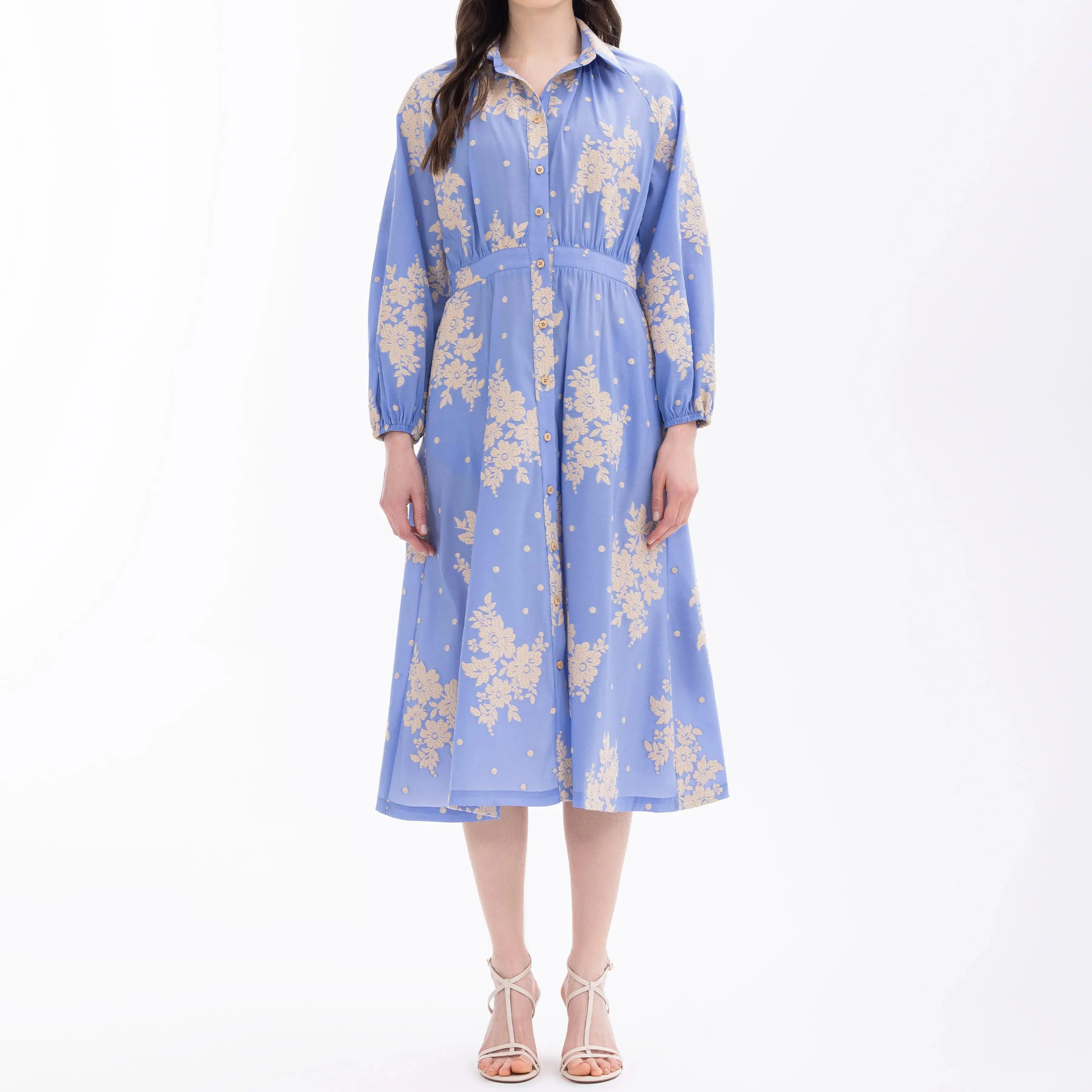 custom flower patterned buttoned dress