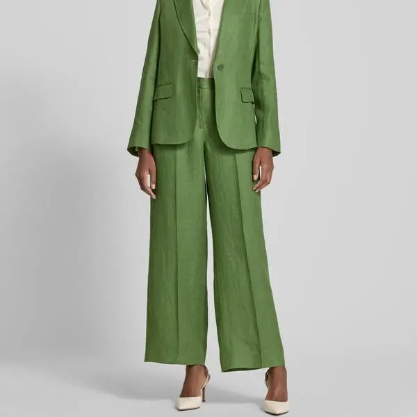 custom Wide-leg linen pants with pleats