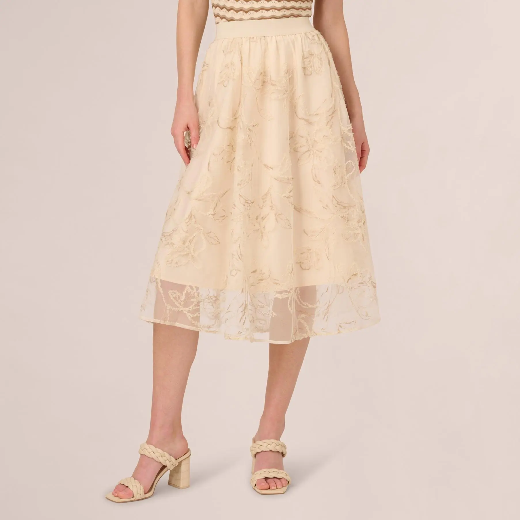 Custom Mesh Overlay A Line Midi Skirt (1).jpg