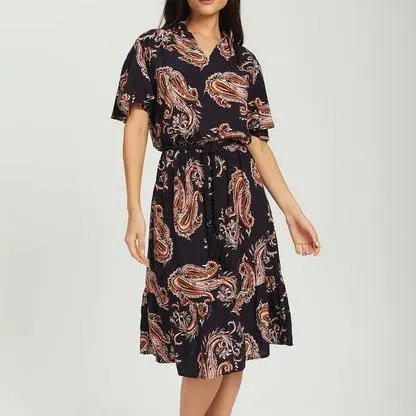 factory custom wide sleeve printed dress