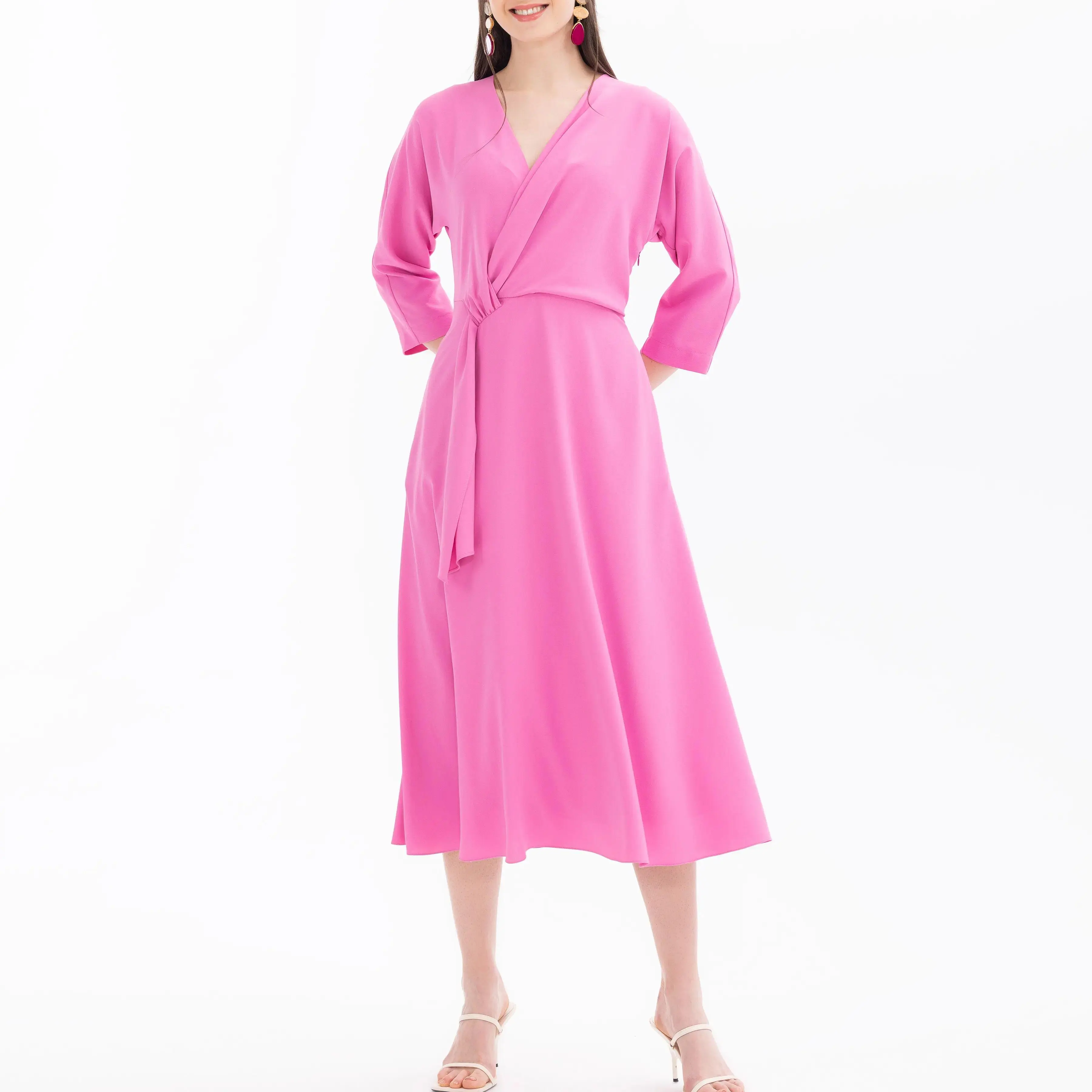 factory custom bat sleeve midi dress