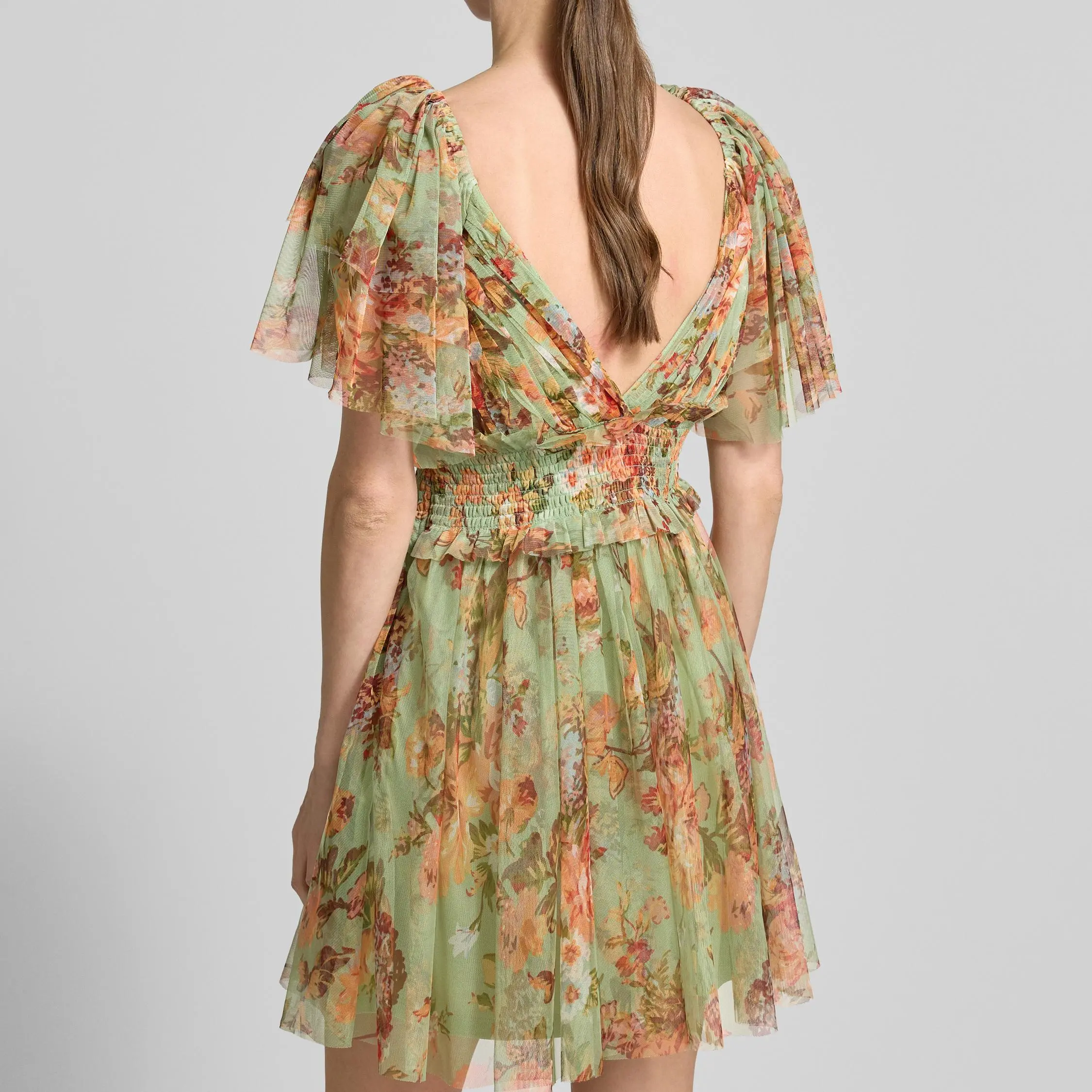 Cocktail dress with ruffle trim in green (5).jpg