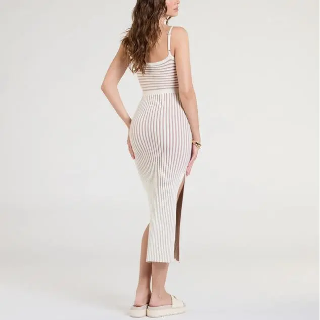 Cutout Striped Midi casual women Dress.jpg