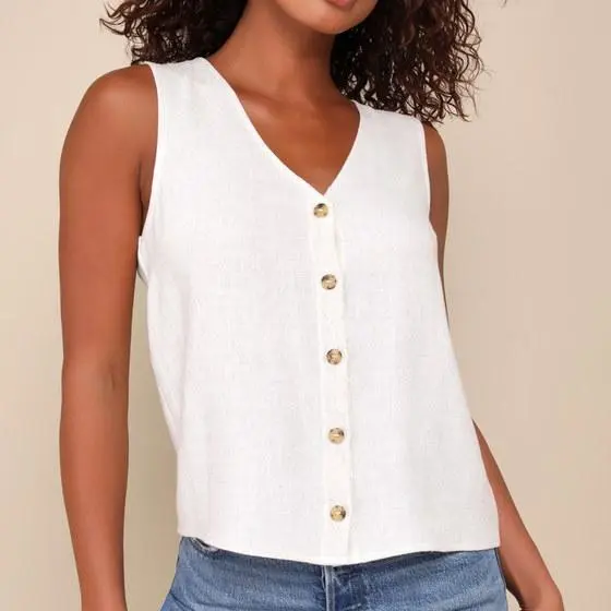 women Linen Sleeveless Button-Front Top.jpg