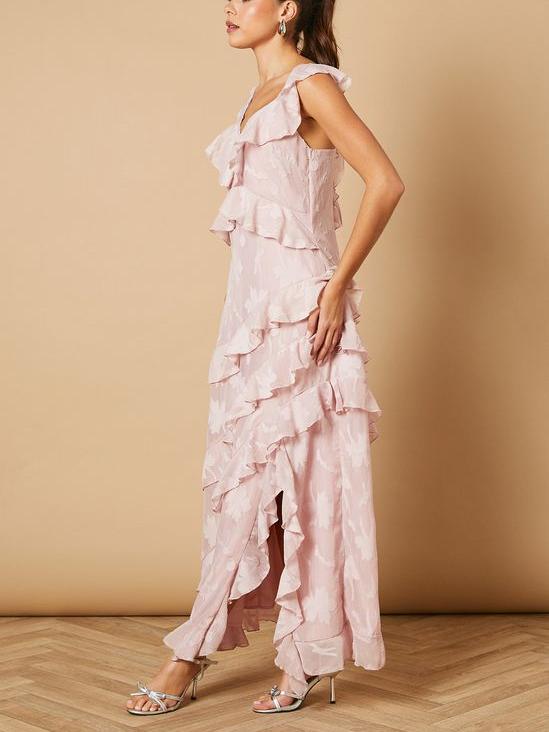 Custom women Ruffle Jacquard Print Maxi Dress
