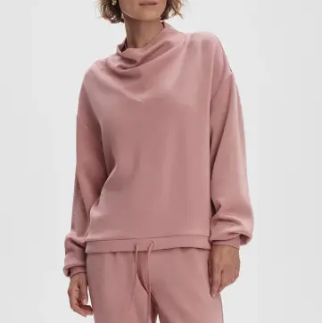 Blush Pink Cowl - Neck Sweatshirt & Matching Pants Set