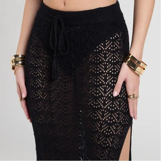 Clothing factory custom Bohemian Vibes Crochet women Knit long Skirt.jpg