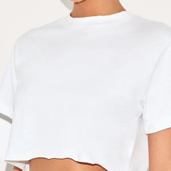Factory custom women Cotton White Oversized Crop T-Shirt.jpg