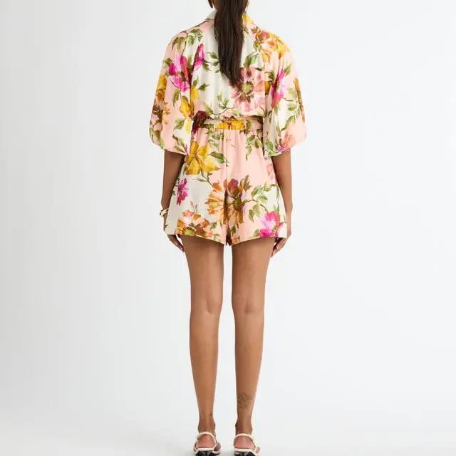Summer High-Waisted Loose Fit Print Jumpsuits Casual Elegant Short Sleeve Romper for Women.jpg