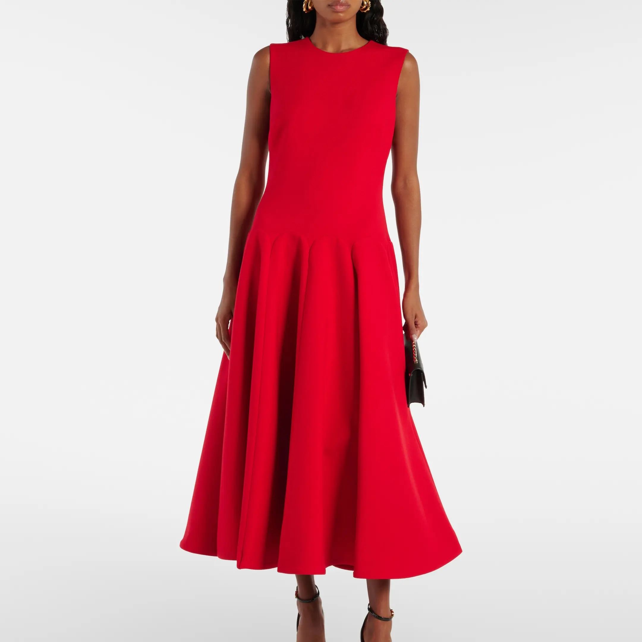 Custom Crepe Couture Virgin Wool Midi Dress