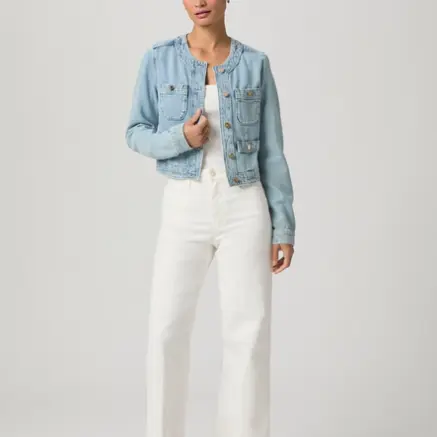 Light Blue Cropped Denim Jacket