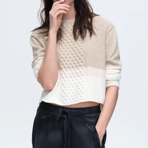 Color - Blocked Cropped Knit Sweater