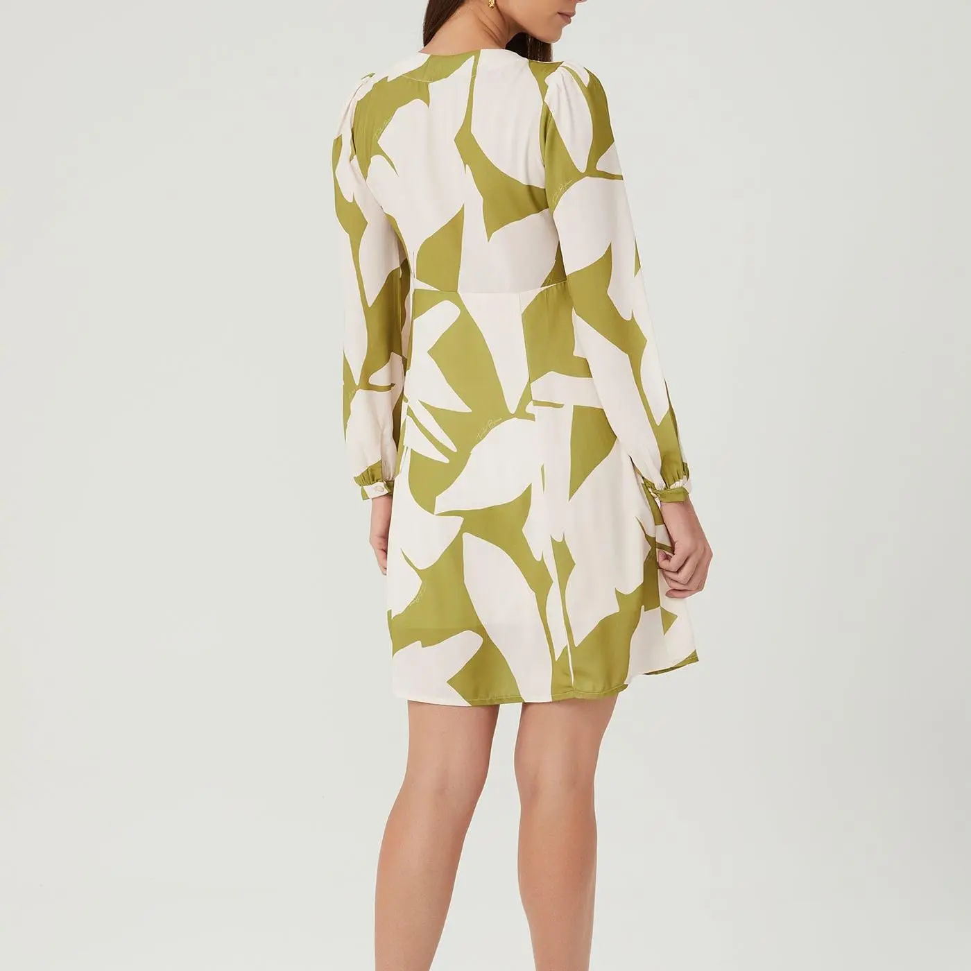 factory custom printed v-neck dress
