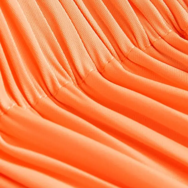 Custom Orange Pleated Satin Maxi Skirt (8).jpg